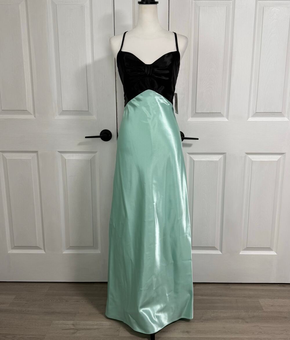 Jessica McClintock For Gunne Sax New Aqua Sweetheart Lace Up Dress Size 5
